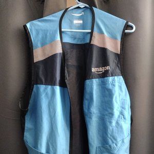 Amazon Mens Blue Black Full Zip Mesh DSP Delivery Driver Flex Vest Size XL